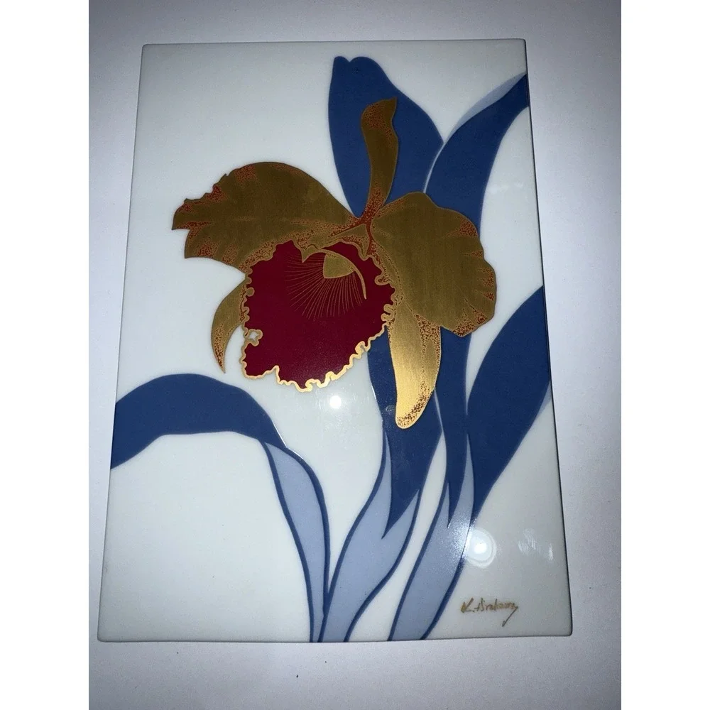 Noritake Japan Tile Flower Signed K.arakawa‎ Lilly R